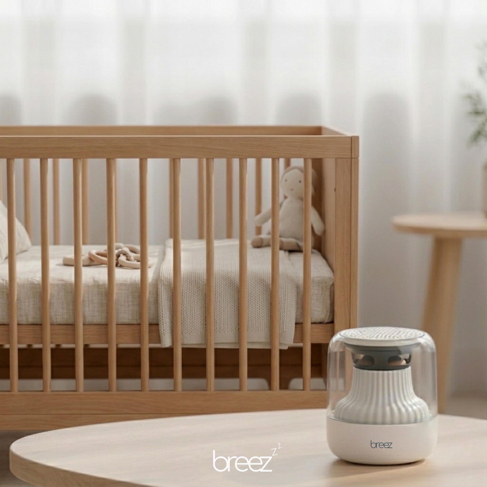 Breez Mini beyaz gürültü makinesi bebek odasında